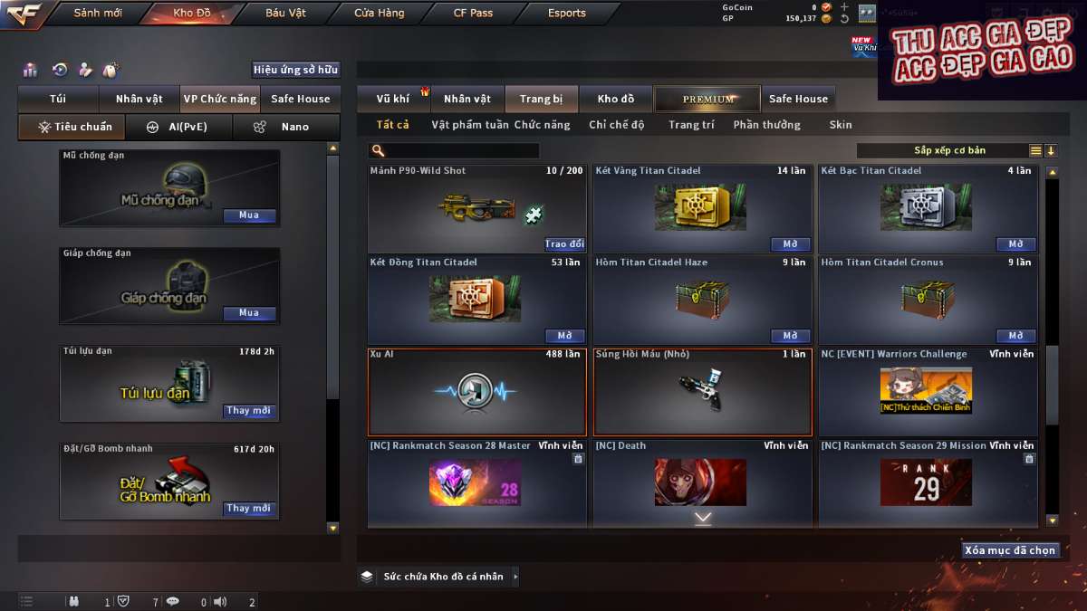 shop acc cf uy tin gia re